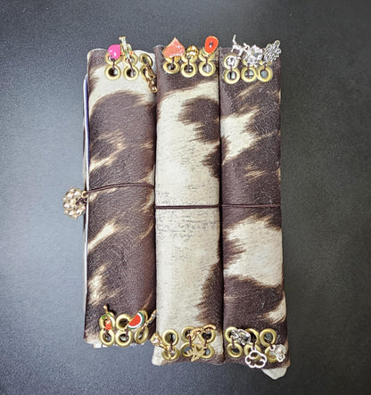Handmade French Notebook with Charms and Velvet Pouch