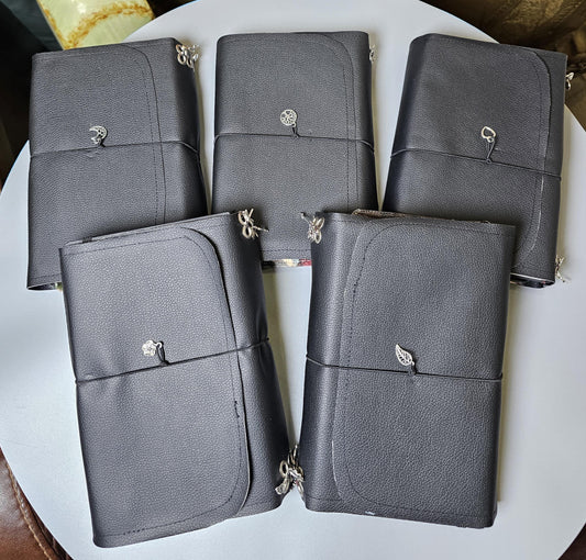 Handmade French Notebook with Charms and Velvet Pouch