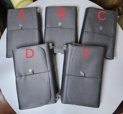 Handmade French Notebook with Charms and Velvet Pouch