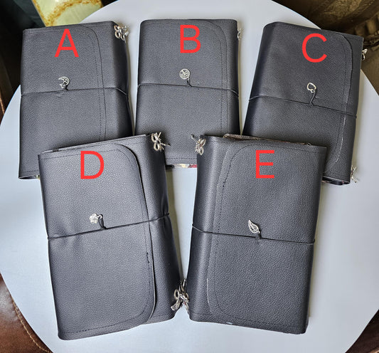Handmade French Notebook with Charms and Velvet Pouch