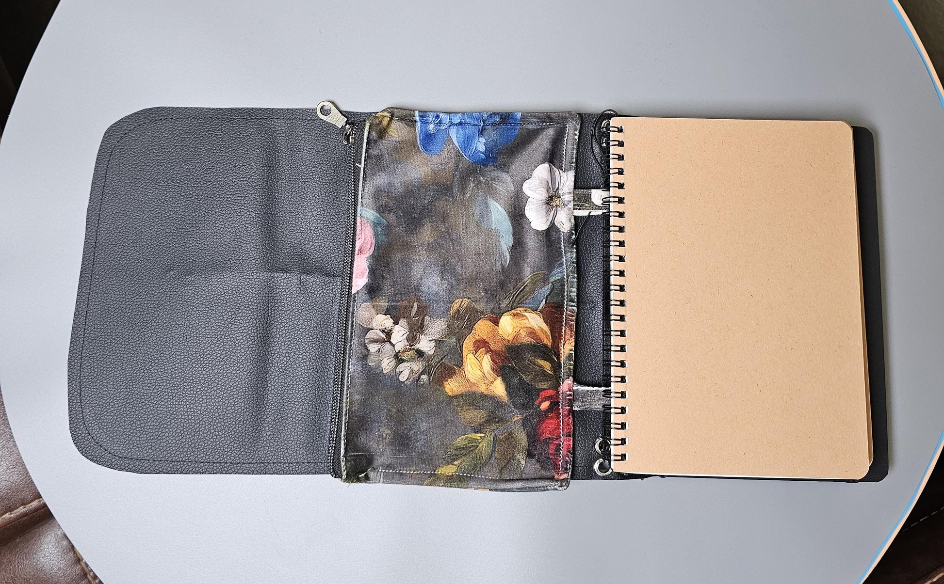 Handmade French Notebook with Charms and Velvet Pouch