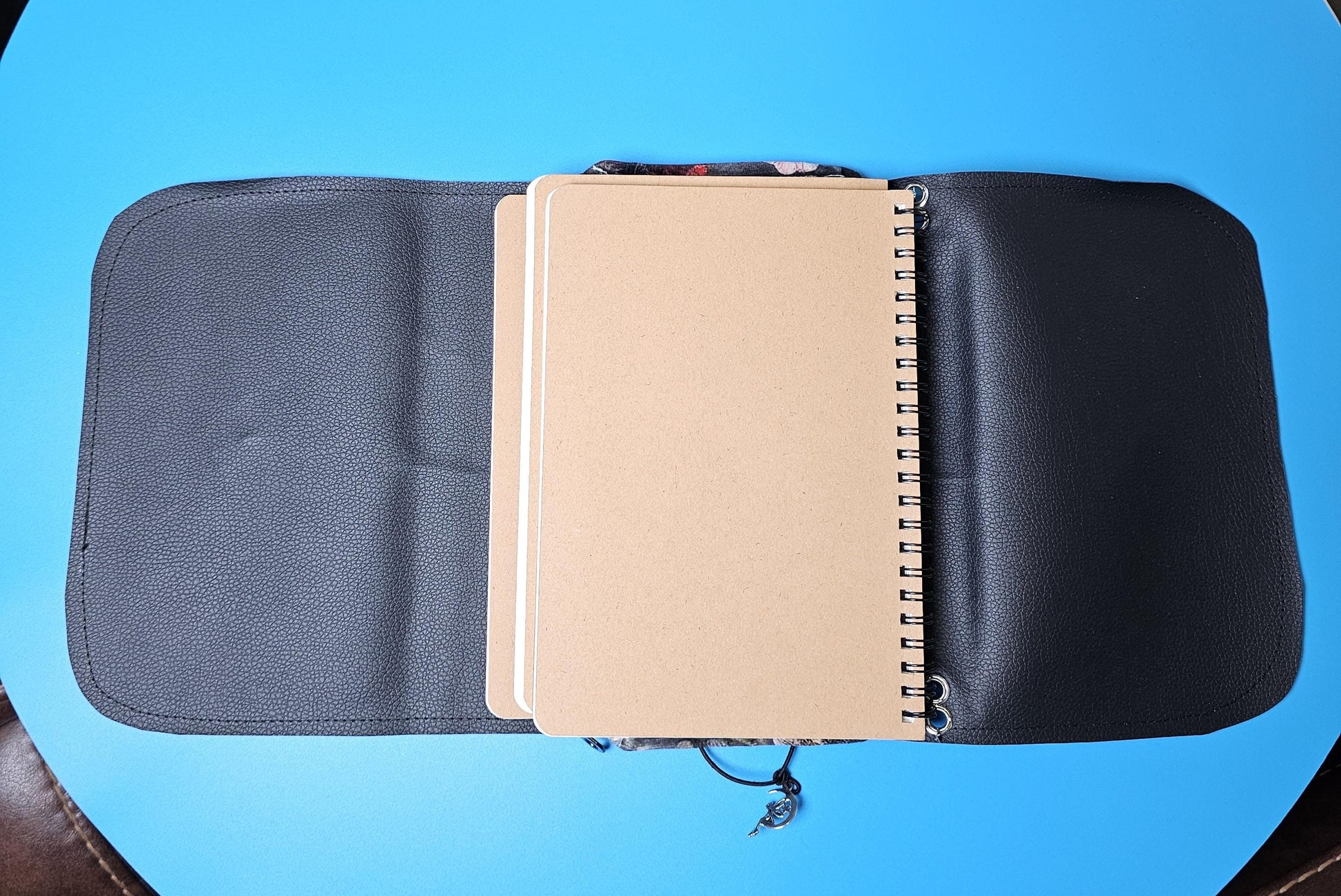 Handmade French Notebook with Charms and Velvet Pouch