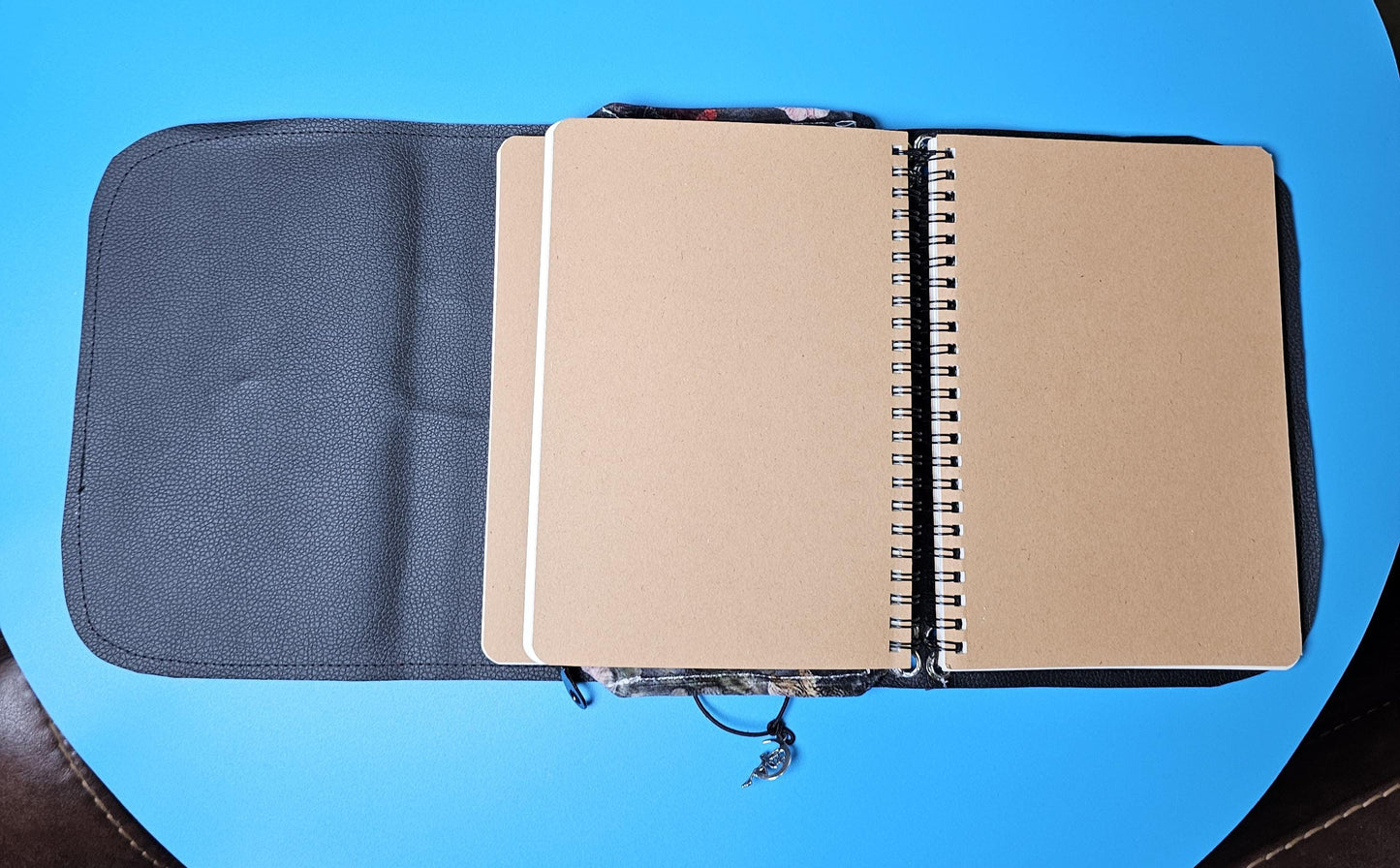 Handmade French Notebook with Charms and Velvet Pouch