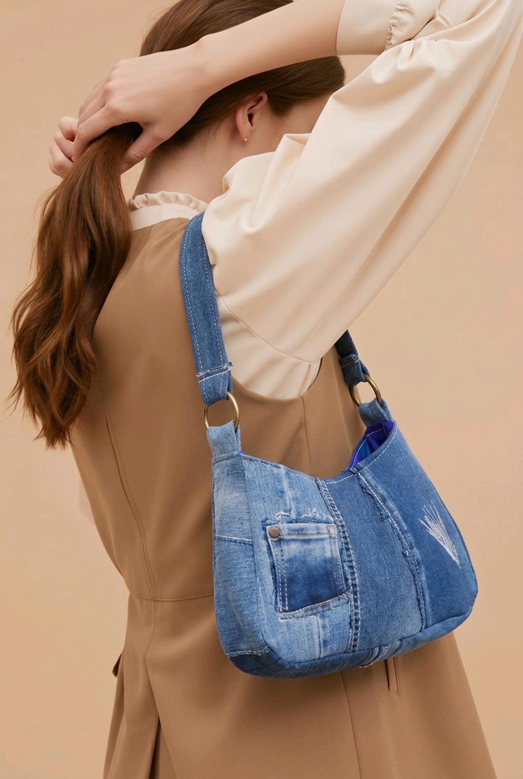 Handmade Unique Denim Patchwork Shoulder Bag