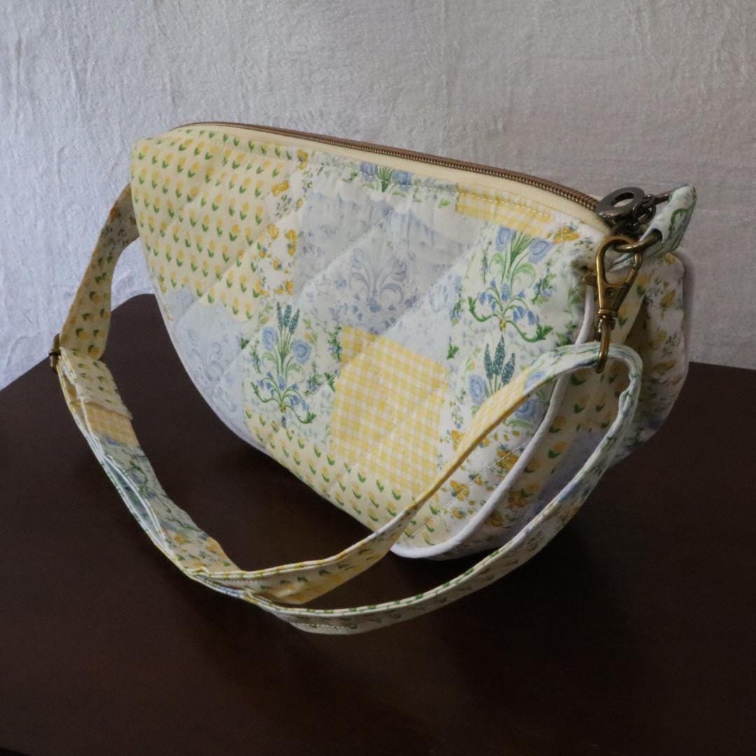 Handmade Quilted Half Moon Crossbody Bag