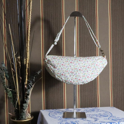 Handmade Quilted Half Moon Crossbody Bag