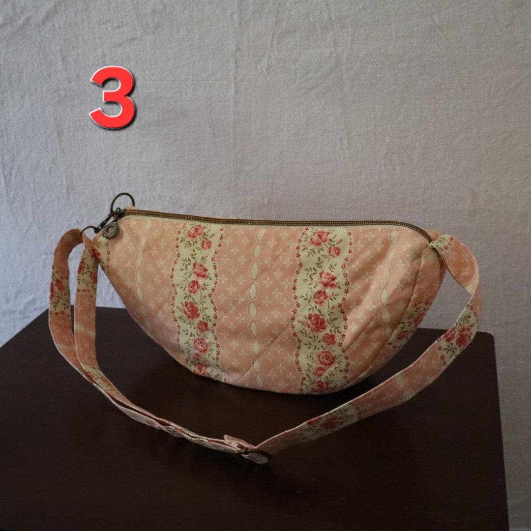 Handmade Quilted Half Moon Crossbody Bag