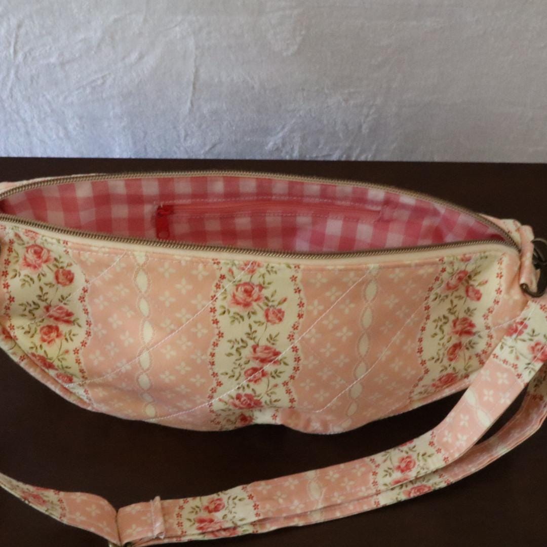 Handmade Quilted Half Moon Crossbody Bag