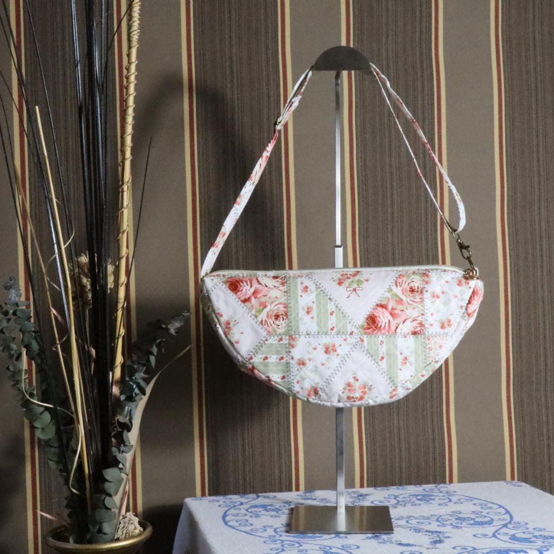 Handmade Quilted Half Moon Crossbody Bag