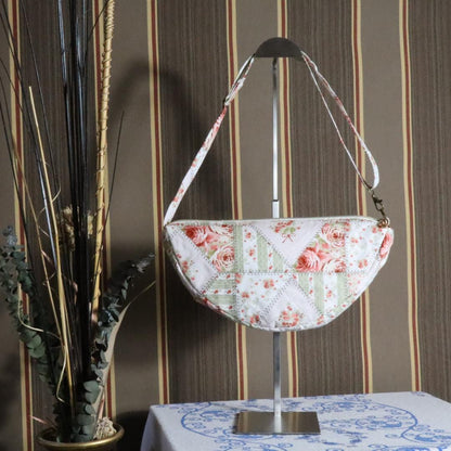 Handmade Quilted Half Moon Crossbody Bag