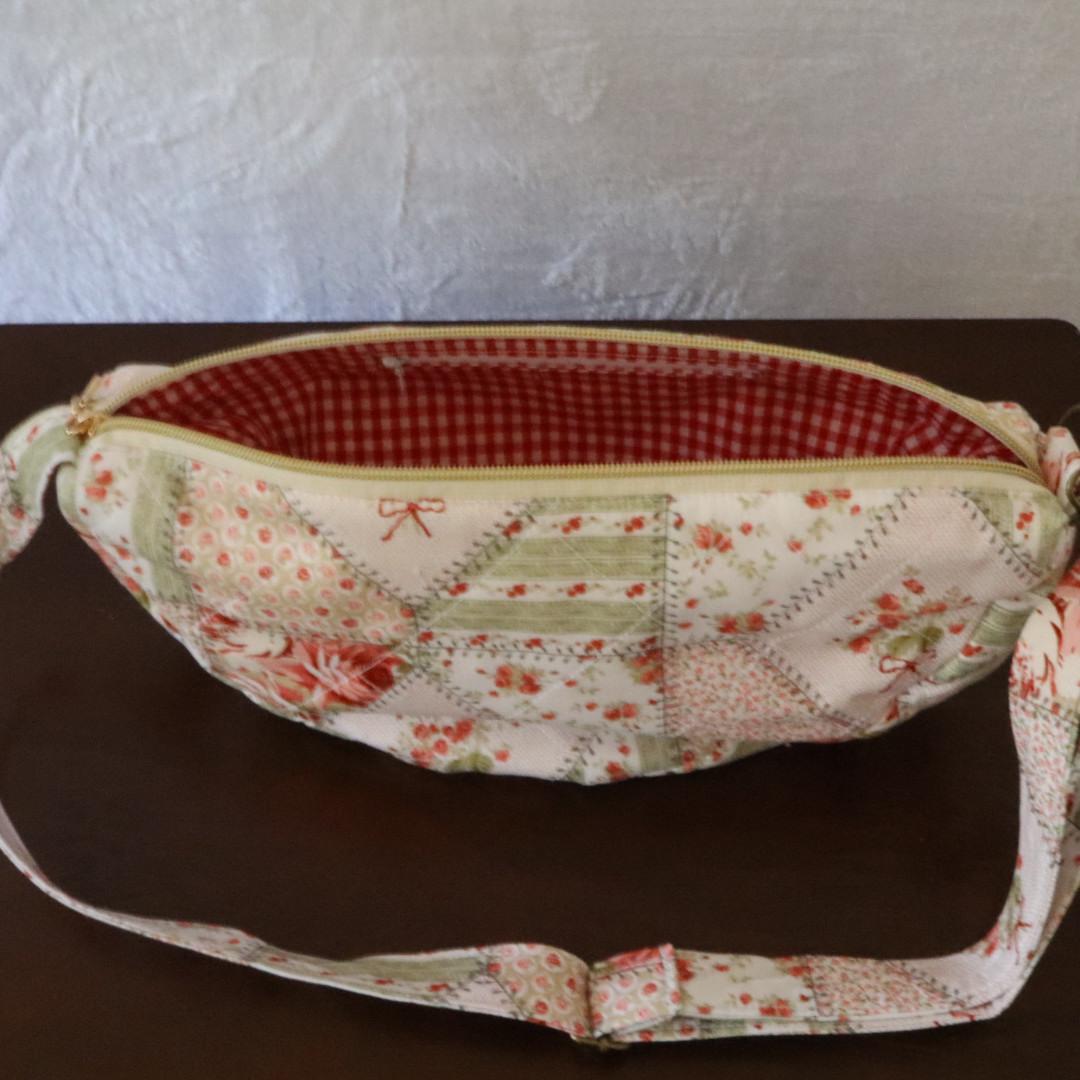 Handmade Quilted Half Moon Crossbody Bag
