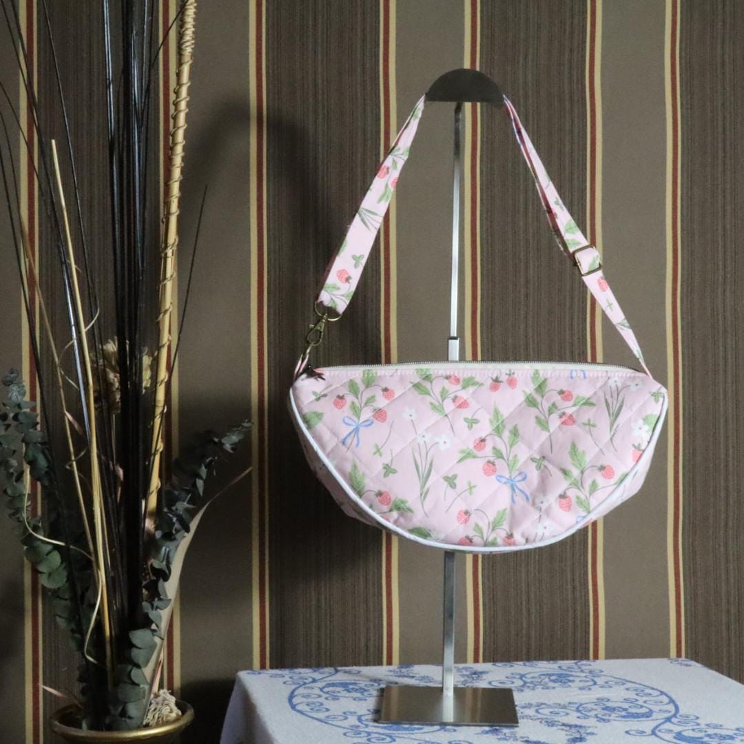Handmade Quilted Half Moon Crossbody Bag