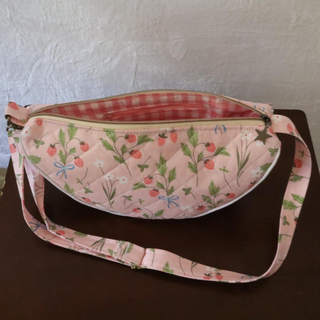 Handmade Quilted Half Moon Crossbody Bag