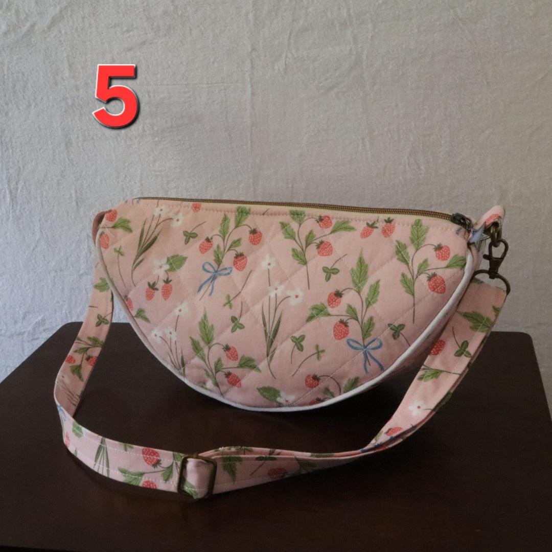 Handmade Quilted Half Moon Crossbody Bag