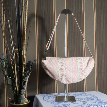 Handmade Quilted Half Moon Crossbody Bag