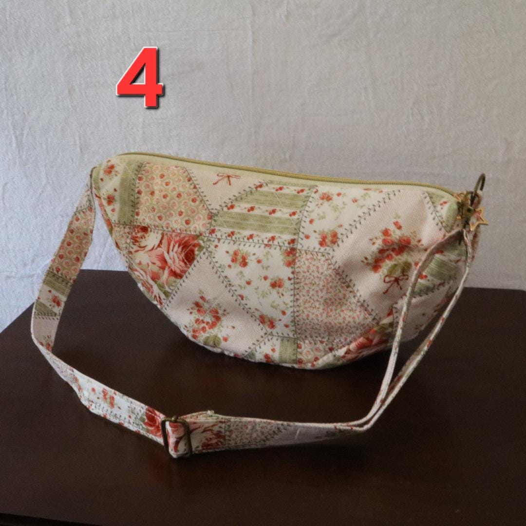Handmade Quilted Half Moon Crossbody Bag