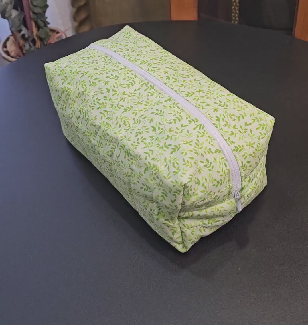 Handmade Cotton Quilted Makeup Bag - Floral Travel Cosmetic Pouch