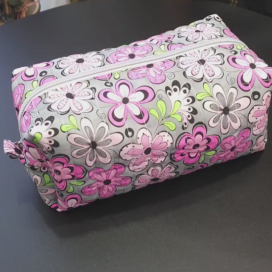 Handmade Quilted Cotton Makeup Bag, Floral Cosmetic Bag